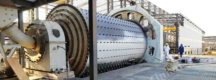 Ball mill in the spodumene processing plant.jpg